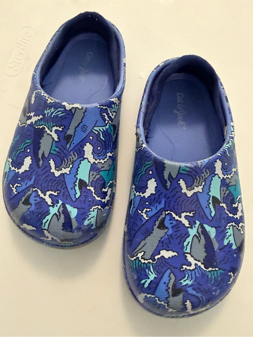 Kids Shark-Print Slip-On Shoes - Blue